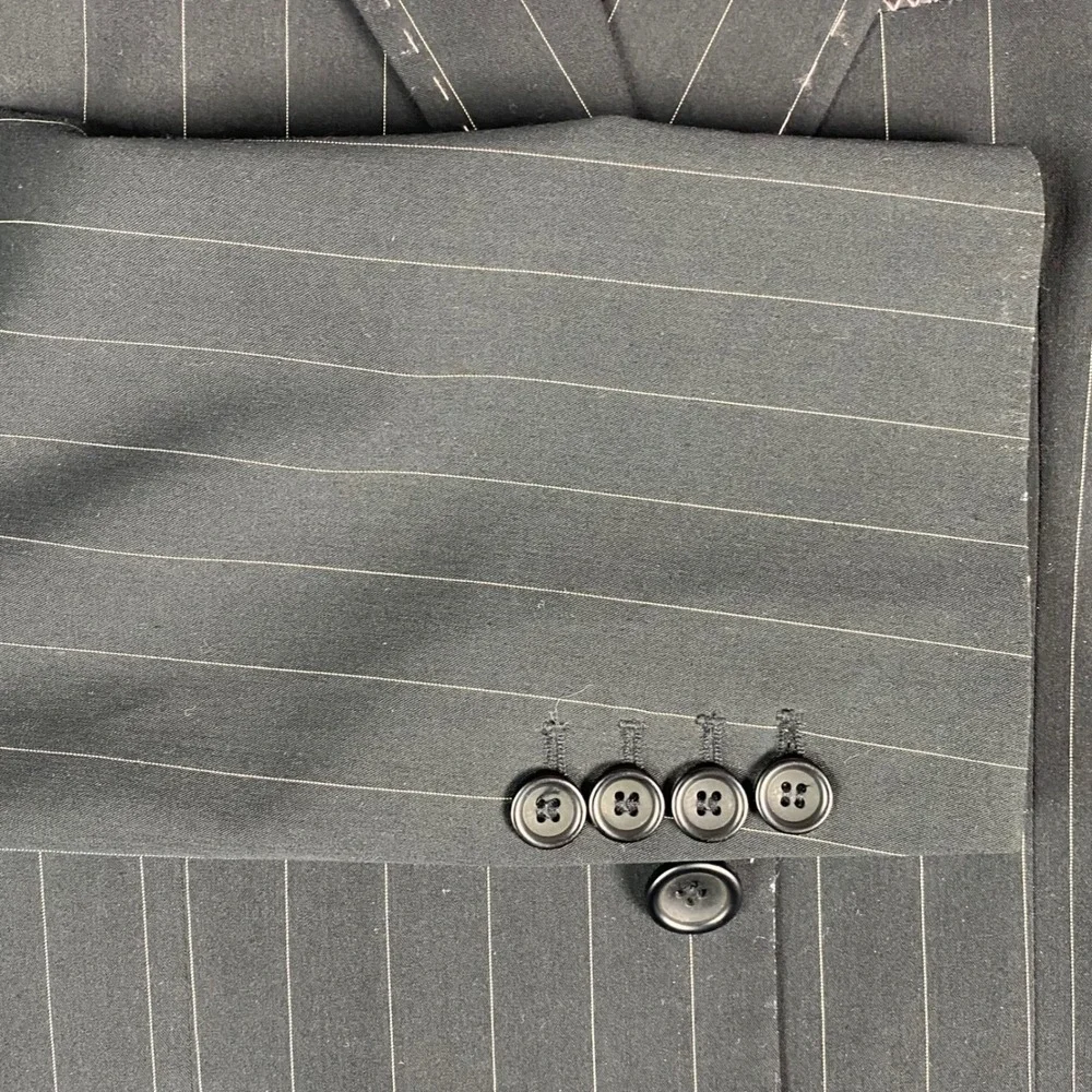 7 Diamonds Mens Blazer S Black Pinstripe‎ Clapton Pink Lining Contrast Stitch